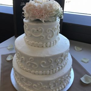 Wedding Cake 3 Tier with Scrolls & Flower Top